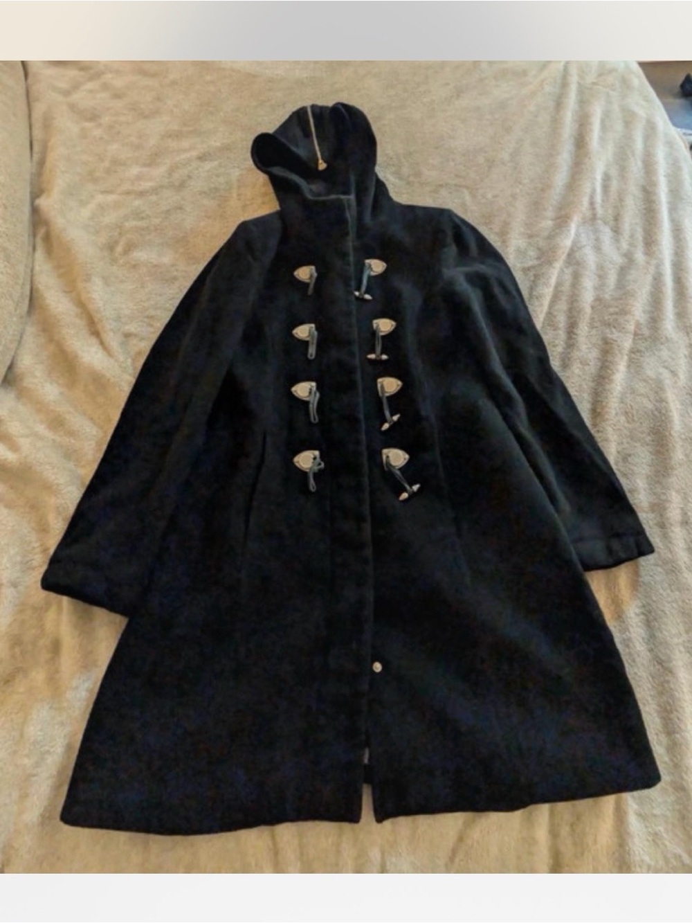 Laundry By Shelli Segal Black Hooded Toggle Pea Coat